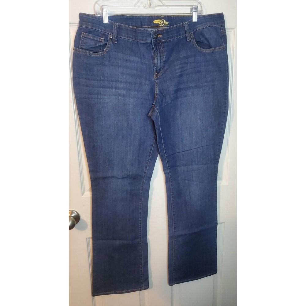 Old Navy Jean Size 18 Long The Diva Medium Wash Pockets Button Zipper